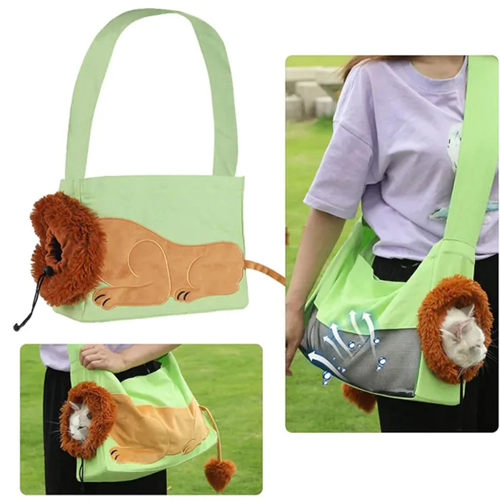 کیف حمل گربه طرح شیر وارداتی سایز مدیوم